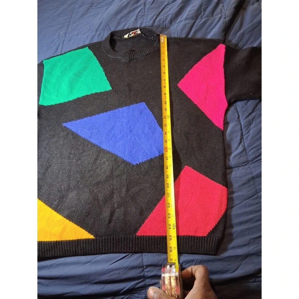 Vintage Beaucoop Knitted Sweater Mens XL Multicolor Geometric 90s‎ Made In USA